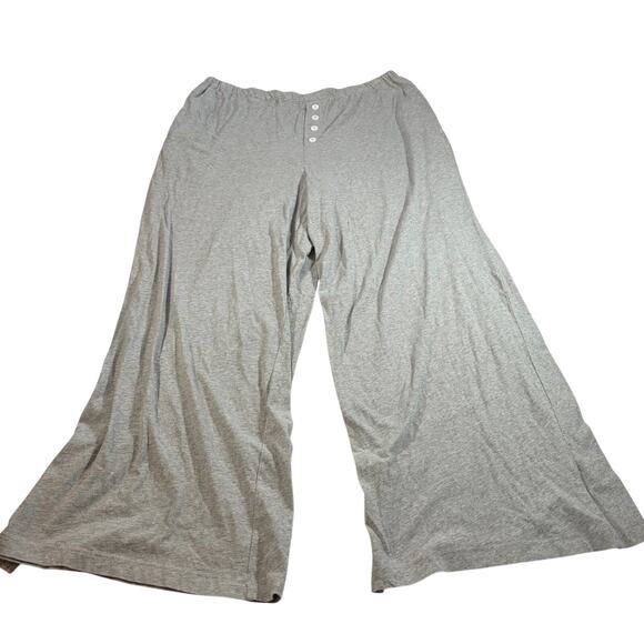 Anthropologie womens button front wide leg grey lounge pants. Size L - Picture 1 of 6